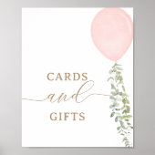 Roze Ballon Verjaardagskaarten en Geschenken Teken Poster (Voorkant)