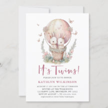 Roze Ballon Vlinder Het is Twins Meisje Baby showe