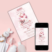 Roze ballon wandelwagen Baby meisje Moslim Aqiqah Kaart