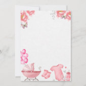 Roze ballon wandelwagen Baby Meisje Moslim Aqiqah  Kaart (Achterkant)