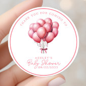 Roze ballon Waterverf meisje Baby shower dank u Ronde Sticker