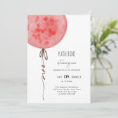 Roze Ballon Waterverf Verjaardagsfeestje Kaart (Staand voorkant)