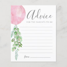 Roze ballonadviseur wenst Baby kaart