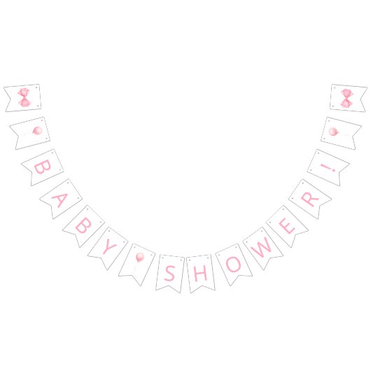 Roze ballonBaby shower Vlaggetjes (Alle)