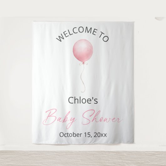 Roze ballonBaby shower Wandkleed (Voorkant)