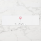Roze ballonBaby shower Waterfles Etiket (Enkel label)