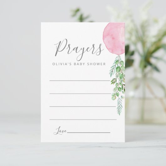 Roze ballongebeden voor Baby-sluitingskaart Informatiekaartje (Staand voorkant)