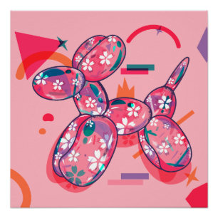 Roze ballonhond perfect poster