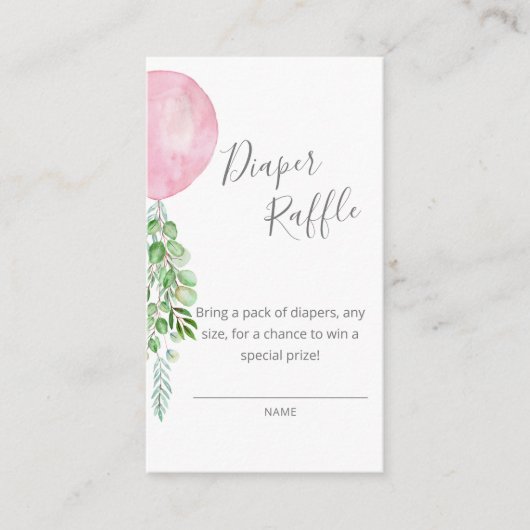 Roze ballonluier Raffle Ticket Informatiekaartje (Voorkant)