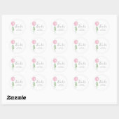 Roze ballonmeisje Baby shower Dank je Ronde Sticker (Vel)
