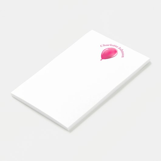 roze ballonnaam op maat post-it® notes (Schuin)