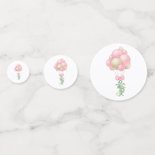 Roze Ballonnen Baby shower Confetti (Voorkanten)