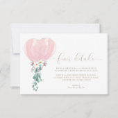 Roze Ballonnen Baby Shower Fijne Details Kaart (Voorkant)