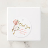 Roze ballonnen baby shower meisje bedankjes labels (In situ)