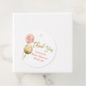 Roze ballonnen baby shower meisje bedankjes labels (In situ)