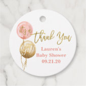 Roze ballonnen baby shower meisje bedankjes labels (Voorkant)