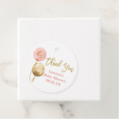 Roze ballonnen baby shower tweelingmeisjes gunt ta bedankjes labels (In situ)