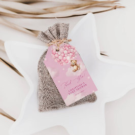 Roze ballonnen Baby Teddy Bear Shower Dank je wel Cadeaulabel
