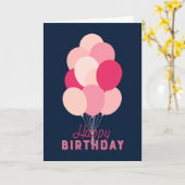 Roze ballonnen blauw Gefeliciteerd met je verjaard Kaart (Gele Bloem)