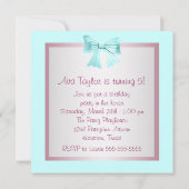 Roze Ballonnen Blauwgroen Blauwe Meisjes Verjaarda Kaart (Achterkant)