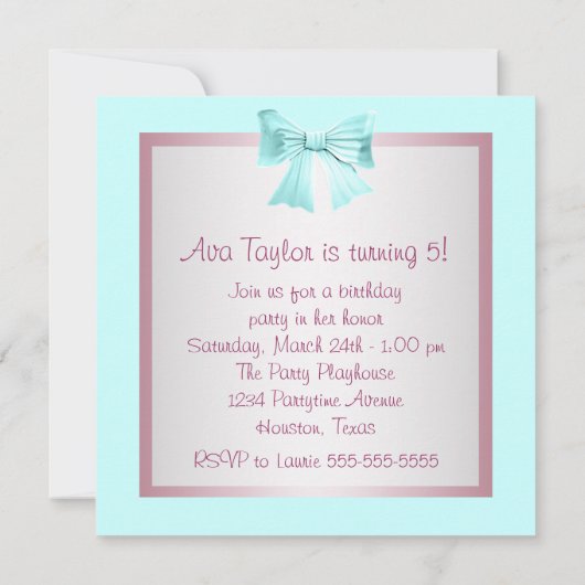 Roze Ballonnen Blauwgroen Blauwe Meisjes Verjaarda Kaart (Achterkant)