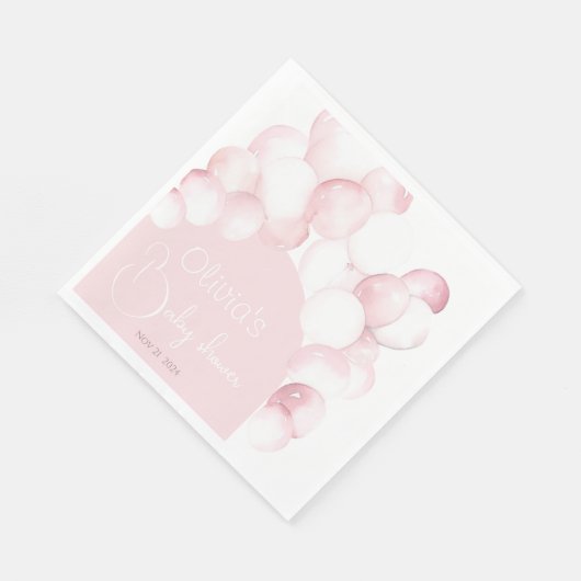 Roze ballonnen boog baby shower servetten (Hoek)