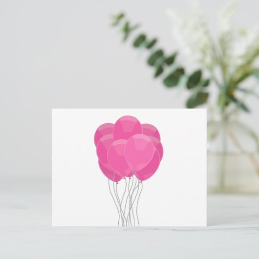 Roze ballonnen briefkaart (Staand voorkant)