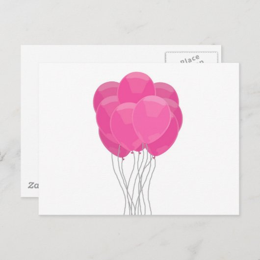 Roze ballonnen briefkaart (Voorkant / Achterkant)