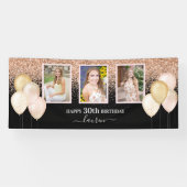 Roze ballonnen Drie foto's 30e zwarte dag Spandoek (Horizontaal)