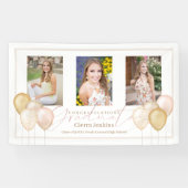 Roze Ballonnen Drie foto's Kalligrafie Afstuderen Spandoek (Horizontaal)