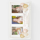 Roze Ballonnen Drie foto's Kalligrafie Afstuderen Spandoek (Verticaal)