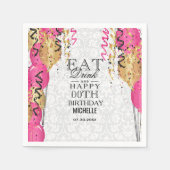 Roze ballonnen — Eet, Drink en Happy 00th Birthday Servet (Voorkant)