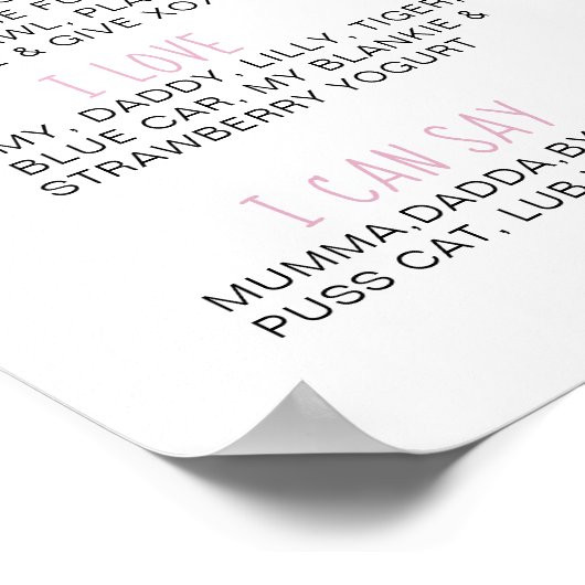 Roze Ballonnen en Auto 1e Verjaardag Milestone Poster (Hoek)