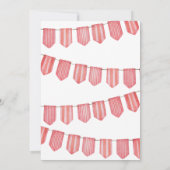 Roze ballonnen en Banner Birthday Party Kaart (Achterkant)