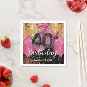 Roze Ballonnen en Glitter 40e verjaardag Servet (Insitu)