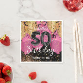 Roze Ballonnen en Glitter 50ste verjaardag Servet (Insitu)