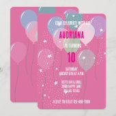 Roze ballonnen en sterren Verjaardag Kaart (Voorkant / Achterkant)