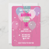 Roze ballonnen en sterren Verjaardag Kaart (Voorkant)