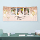 Roze ballonnen Foto 30th Glitter Birthday Banner (Beurs)