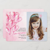 Roze ballonnen foto uitnodiging (Voorkant / Achterkant)