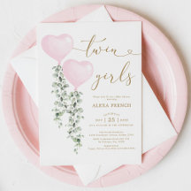 Roze ballonnen Greenery Twin Girls SweeLiege Baby