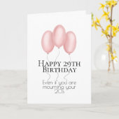 Roze ballonnen Happy 29th Birthday Card Kaart (Gele Bloem)