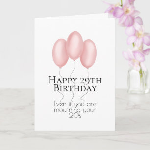 Roze ballonnen Happy 29th Birthday Card Kaart