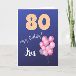 ROZE BALLONNEN HAPPY 80TH BIRTHDAY KAART