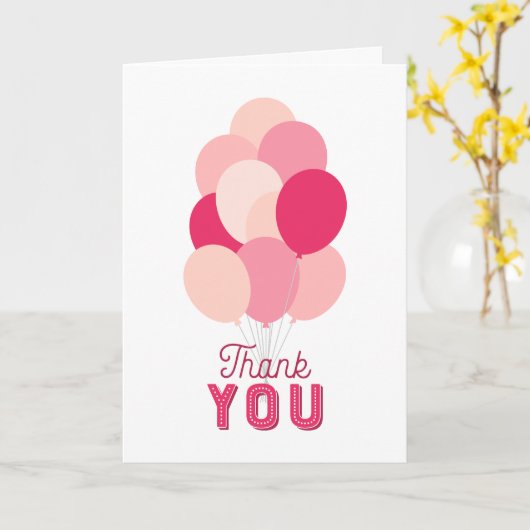 Roze ballonnen Hartelijk dank Kaart (Gele Bloem)