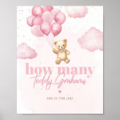 Roze ballonnen Hoeveel teddy grammen Poster (Voorkant)