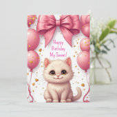 Roze Ballonnen Kitten Verjaardagsfeestje 🐱 (Staand voorkant)
