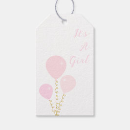 Roze Ballonnen Meisje Baby Shower Cadeaulabel