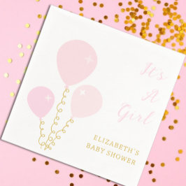 Roze Ballonnen Meisje Baby Shower Servet