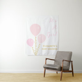 Roze Ballonnen Meisje Baby Shower Wandkleed